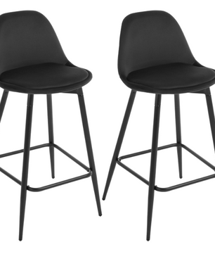 Set van 2 Hoge Barkrukken – Fluweel & PP Zitting met Rugleuning en Voetsteun