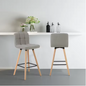 Set van 2 Hoge Barkrukken – Linnen Zitting & Houten Poten met Rugleuning