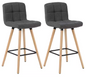 Set van 2 Hoge Barkrukken – Linnen Zitting & Houten Poten met Rugleuning