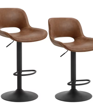 Set van 2 Verstelbare Barkrukken – Kunstleer, 360° Draaibaar & Metalen Frame