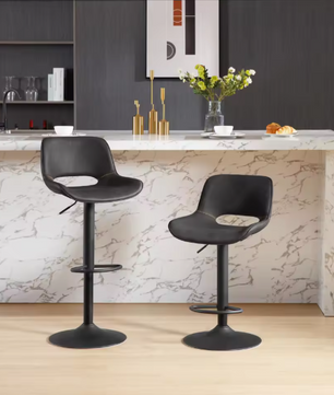 Set van 2 Verstelbare Barkrukken – Kunstleer, 360° Draaibaar & Metalen Frame