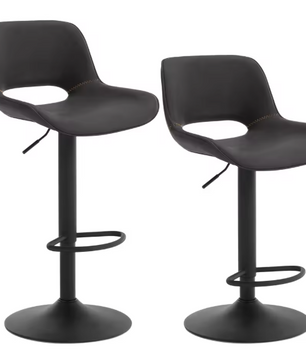 Set van 2 Verstelbare Barkrukken – Kunstleer, 360° Draaibaar & Metalen Frame