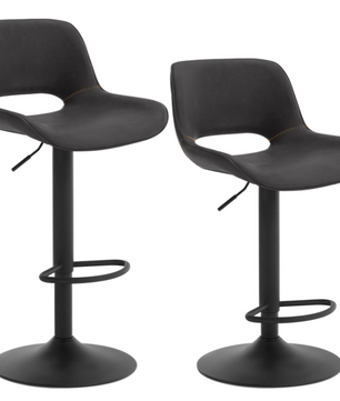 Set van 2 Verstelbare Barkrukken – Kunstleer, 360° Draaibaar & Metalen Frame