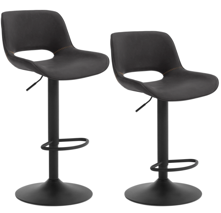 Set van 2 Verstelbare Barkrukken – Kunstleer, 360° Draaibaar & Metalen Frame