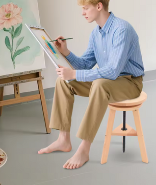 Verstelbare Houten Kruk – 360° Draaibaar, Multifunctioneel & Stevig