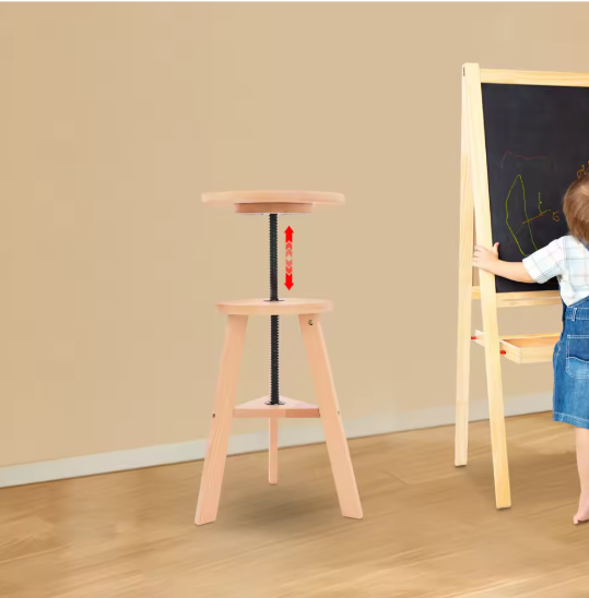 Verstelbare Houten Kruk – 360° Draaibaar, Multifunctioneel & Stevig