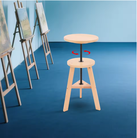 Verstelbare Houten Kruk – 360° Draaibaar, Multifunctioneel & Stevig