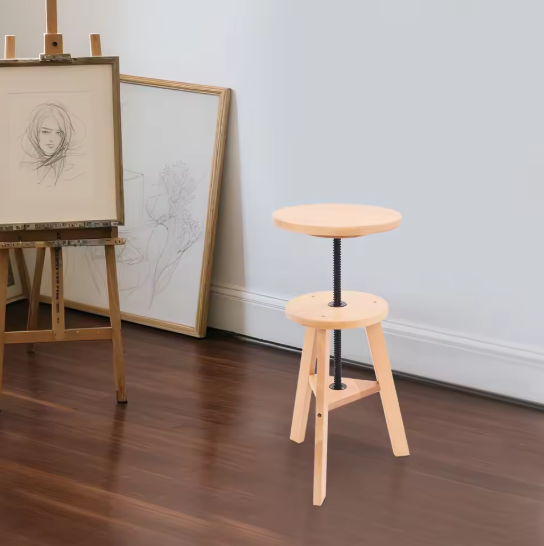 Verstelbare Houten Kruk – 360° Draaibaar, Multifunctioneel & Stevig
