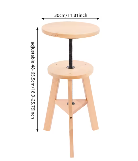 Verstelbare Houten Kruk – 360° Draaibaar, Multifunctioneel & Stevig