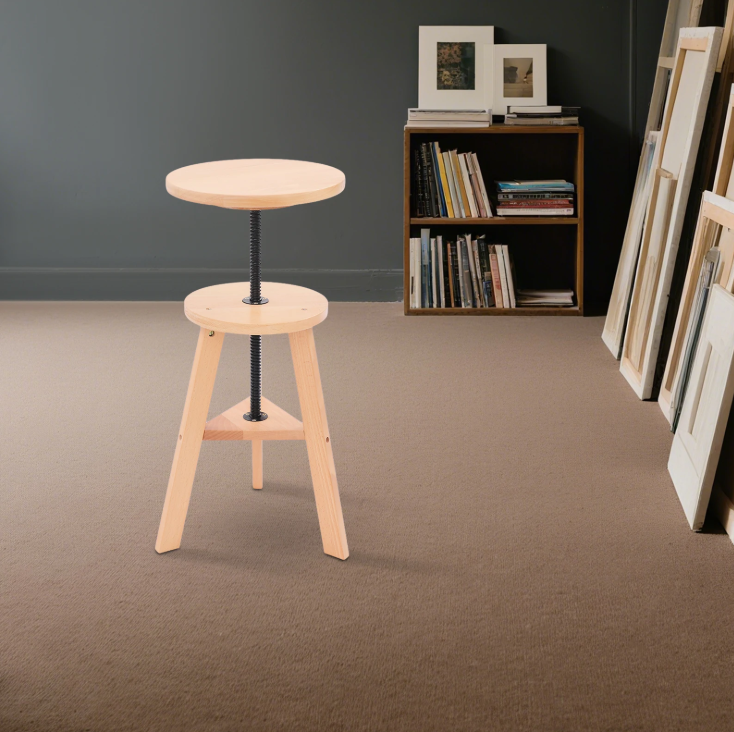 Verstelbare Houten Kruk – 360° Draaibaar, Multifunctioneel & Stevig