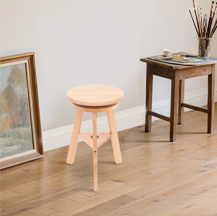 Verstelbare Houten Kruk – 360° Draaibaar, Multifunctioneel & Stevig