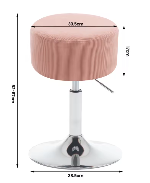 Verstelbare Corduroy Barkruk – 360° Draaibaar & Metalen Frame, Comfortabel en Modern