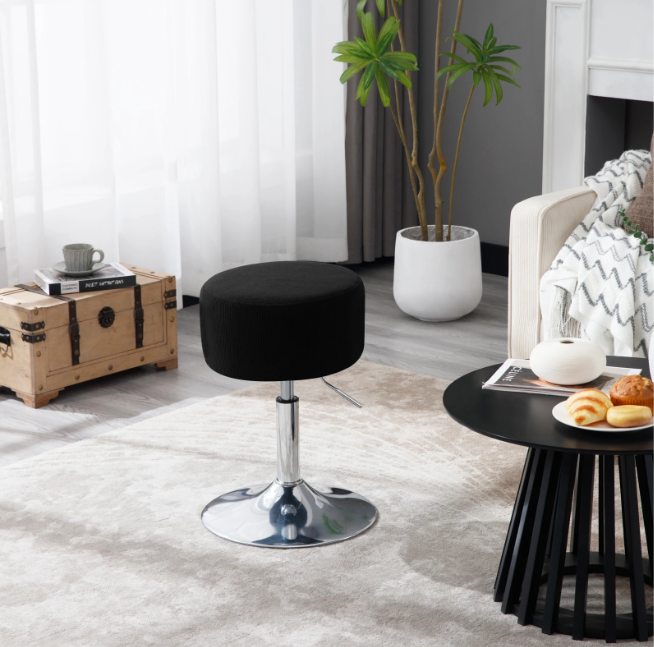 Verstelbare Corduroy Barkruk – 360° Draaibaar & Metalen Frame, Comfortabel en Modern