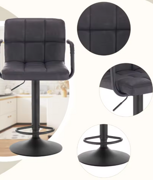 Set van 2 Velvet Barkrukken – Verstelbaar, 360° Draaibaar & Armleuningen