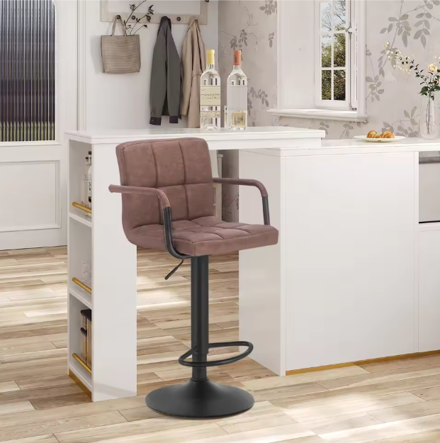Set van 2 Velvet Barkrukken – Verstelbaar, 360° Draaibaar & Armleuningen