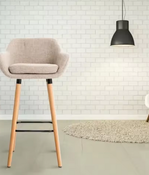 Set van 2 Linnen Barkrukken – Houten Poten, Comfortabel & Stevig