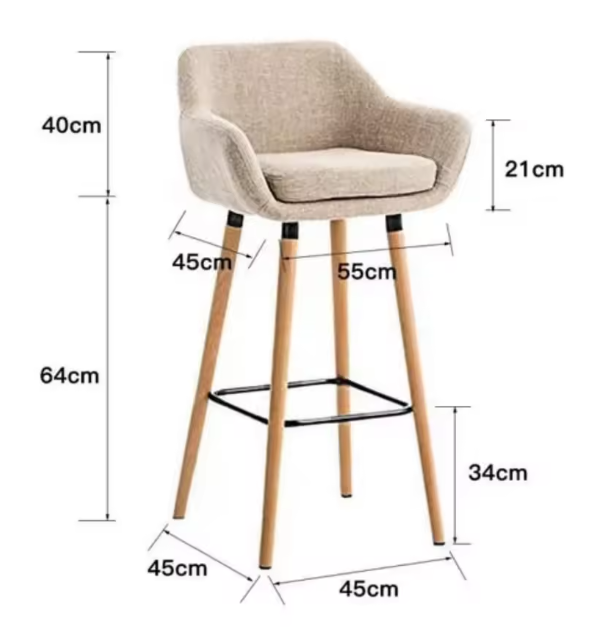 Set van 2 Linnen Barkrukken – Houten Poten, Comfortabel & Stevig