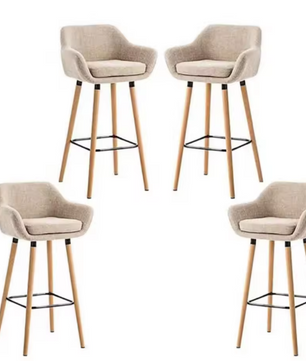 Set van 2 Linnen Barkrukken – Houten Poten, Comfortabel & Stevig