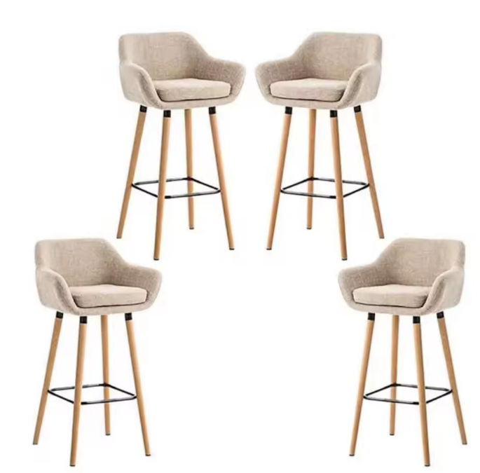 Set van 2 Linnen Barkrukken – Houten Poten, Comfortabel & Stevig