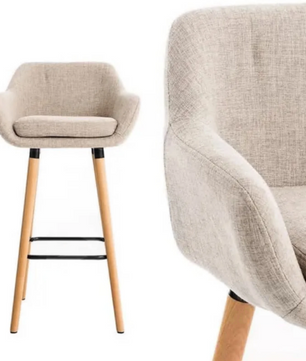 Set van 2 Linnen Barkrukken – Houten Poten, Comfortabel & Stevig