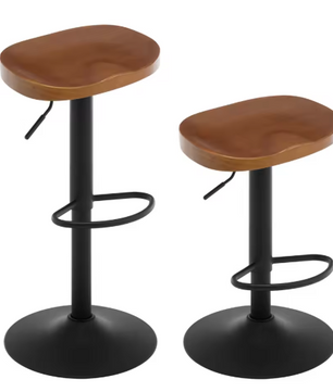 Set van 2 Industriële Houten Barkrukken – Verstelbaar & 360° Draaibaar