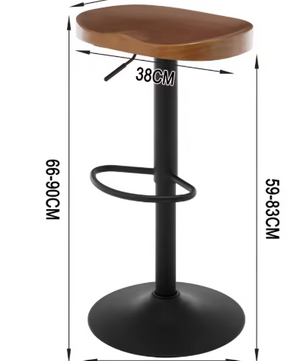 Set van 2 Industriële Houten Barkrukken – Verstelbaar & 360° Draaibaar