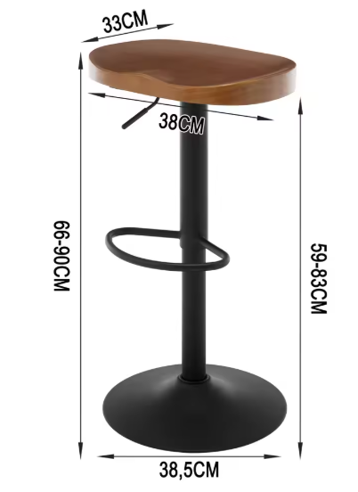 Set van 2 Industriële Houten Barkrukken – Verstelbaar & 360° Draaibaar