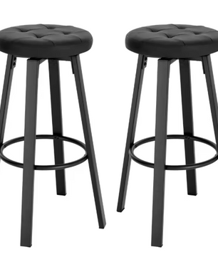 Set van 2 Industriële Barkrukken – Kunstleer, 360° Draaibaar & Metalen Frame