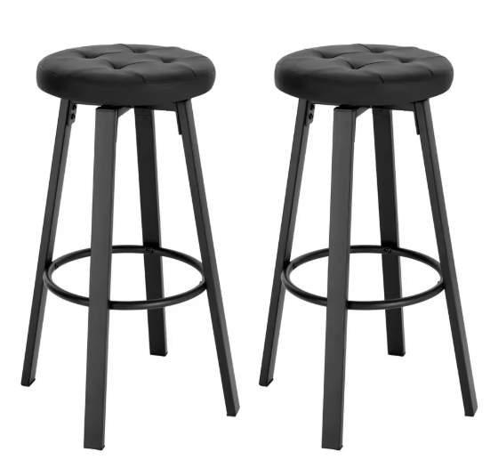 Set van 2 Industriële Barkrukken – Kunstleer, 360° Draaibaar & Metalen Frame