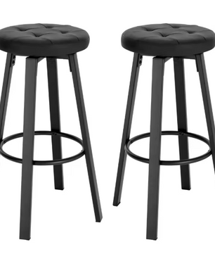 Set van 2 Industriële Barkrukken – Kunstleer, 360° Draaibaar & Metalen Frame