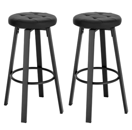 Set van 2 Industriële Barkrukken – Kunstleer, 360° Draaibaar & Metalen Frame