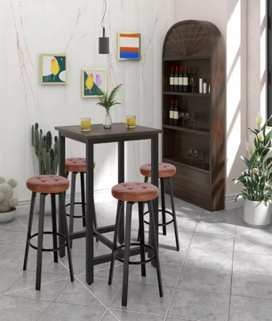 Set van 2 Industriële Barkrukken – Kunstleer, 360° Draaibaar & Metalen Frame