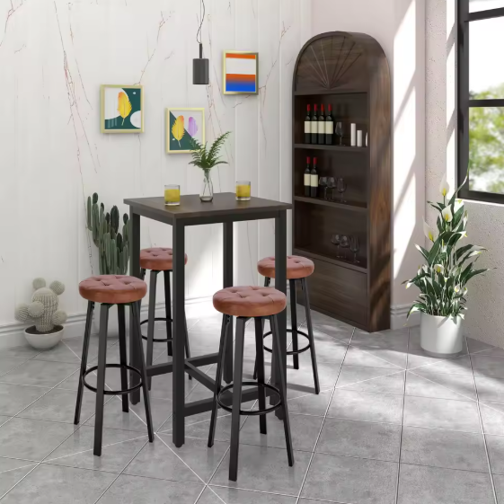 Set van 2 Industriële Barkrukken – Kunstleer, 360° Draaibaar & Metalen Frame