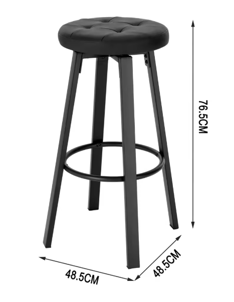 Set van 2 Industriële Barkrukken – Kunstleer, 360° Draaibaar & Metalen Frame