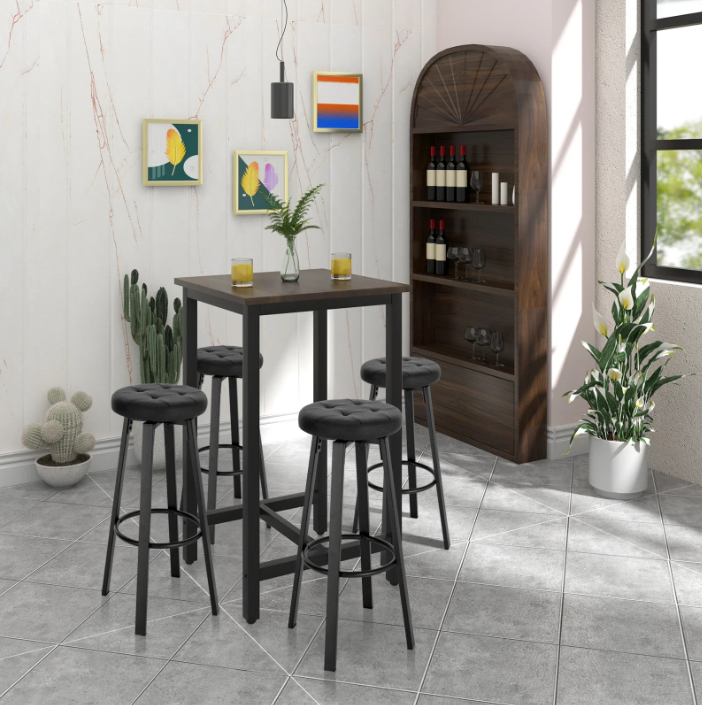 Set van 2 Industriële Barkrukken – Kunstleer, 360° Draaibaar & Metalen Frame
