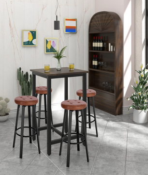 Set van 2 Industriële Barkrukken – Kunstleer, 360° Draaibaar & Metalen Frame