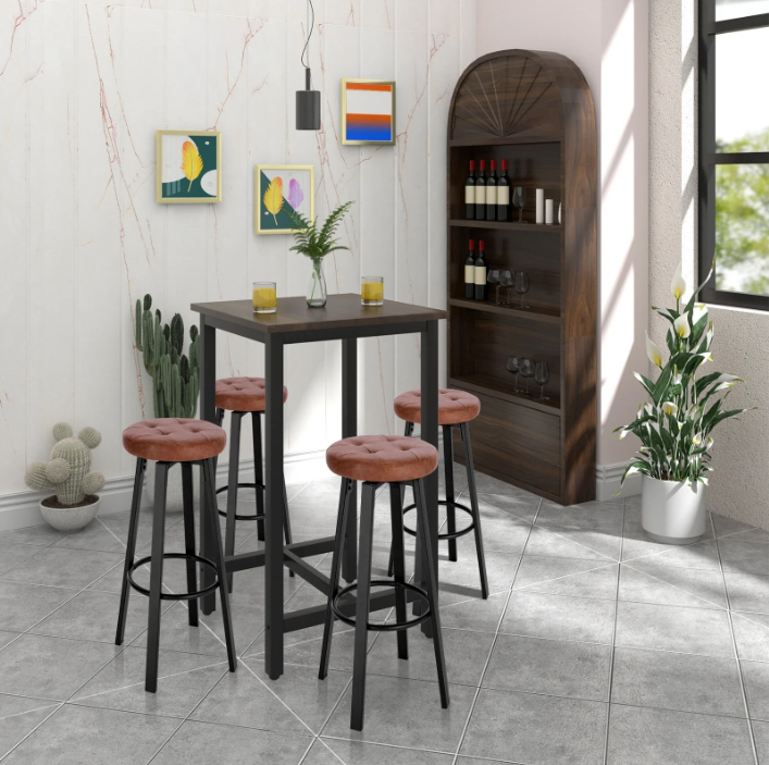 Set van 2 Industriële Barkrukken – Kunstleer, 360° Draaibaar & Metalen Frame