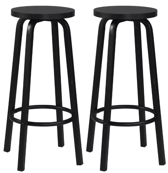 Set van 2 Industriële Barkrukken – MDF Zitting & Metalen Frame, Ergonomisch en Stevig