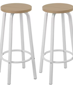 Set van 2 Industriële Barkrukken – MDF Zitting & Metalen Frame, Ergonomisch en Stevig