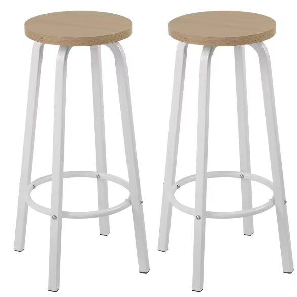 Set van 2 Industriële Barkrukken – MDF Zitting & Metalen Frame, Ergonomisch en Stevig