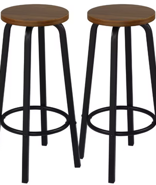 Set van 2 Industriële Barkrukken – MDF Zitting & Metalen Frame, Ergonomisch en Stevig