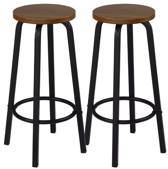 Set van 2 Industriële Barkrukken – MDF Zitting & Metalen Frame, Ergonomisch en Stevig