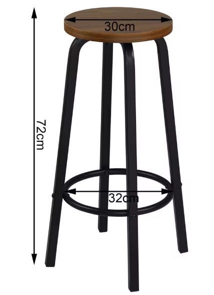 Set van 2 Industriële Barkrukken – MDF Zitting & Metalen Frame, Ergonomisch en Stevig