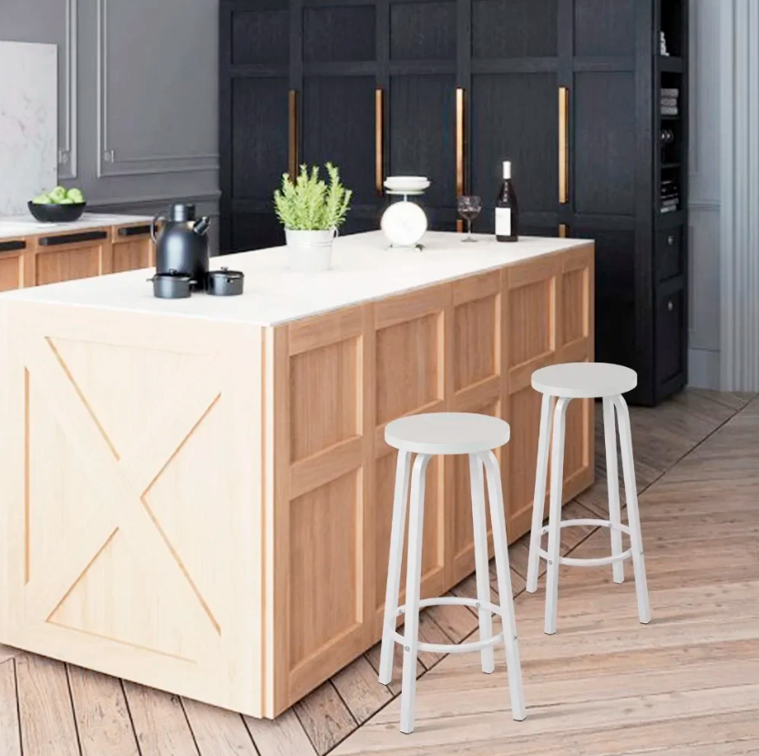 Set van 2 Industriële Barkrukken – MDF Zitting & Metalen Frame, Ergonomisch en Stevig