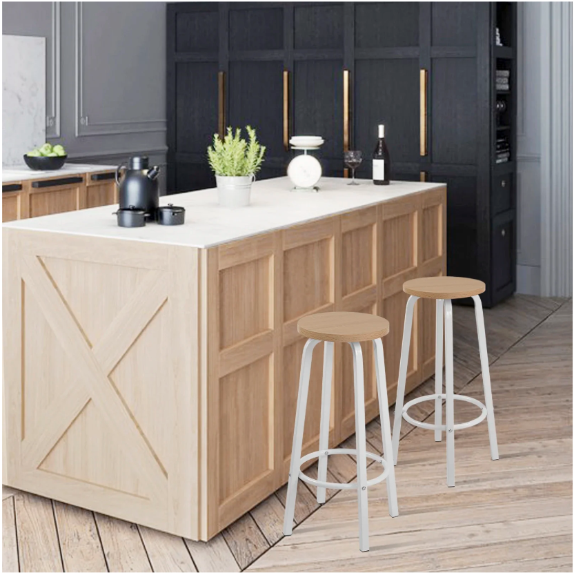Set van 2 Industriële Barkrukken – MDF Zitting & Metalen Frame, Ergonomisch en Stevig