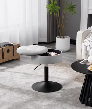 Verstelbare Velvet Barkruk met Opbergruimte – Rond Design & Metalen Basis, Modern en Comfortabel