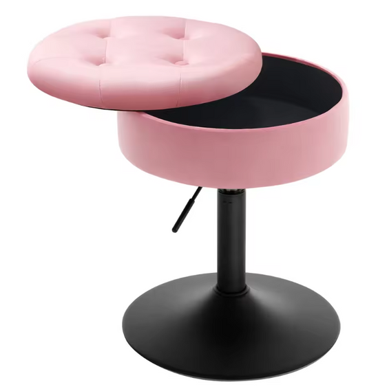 Verstelbare Velvet Barkruk met Opbergruimte – Rond Design & Metalen Basis, Modern en Comfortabel