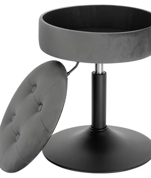 Verstelbare Velvet Barkruk met Opbergruimte – Rond Design & Metalen Basis, Modern en Comfortabel