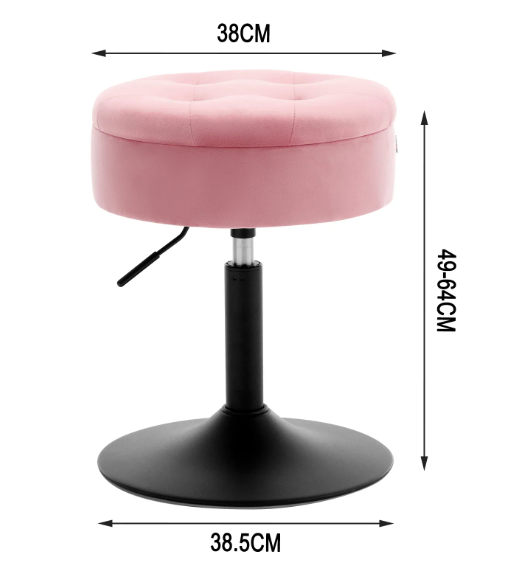 Verstelbare Velvet Barkruk met Opbergruimte – Rond Design & Metalen Basis, Modern en Comfortabel