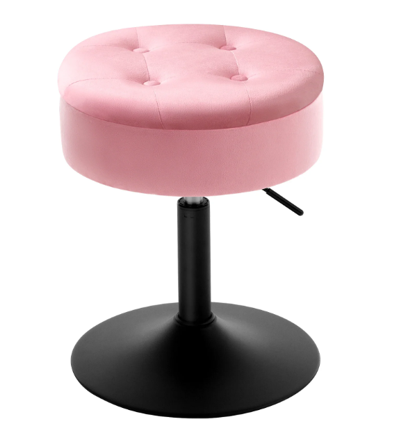 Verstelbare Velvet Barkruk met Opbergruimte – Rond Design & Metalen Basis, Modern en Comfortabel